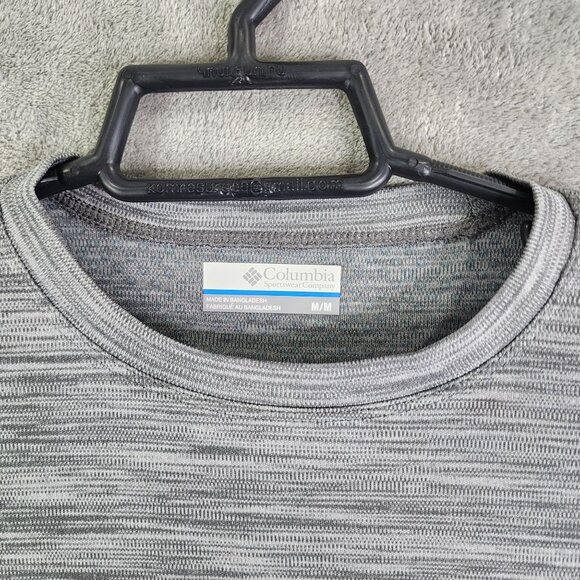 Men's Heather Gray Columbia Shirt Short Sleeve Performance Crew Neck Size M - Picture 5 of 11